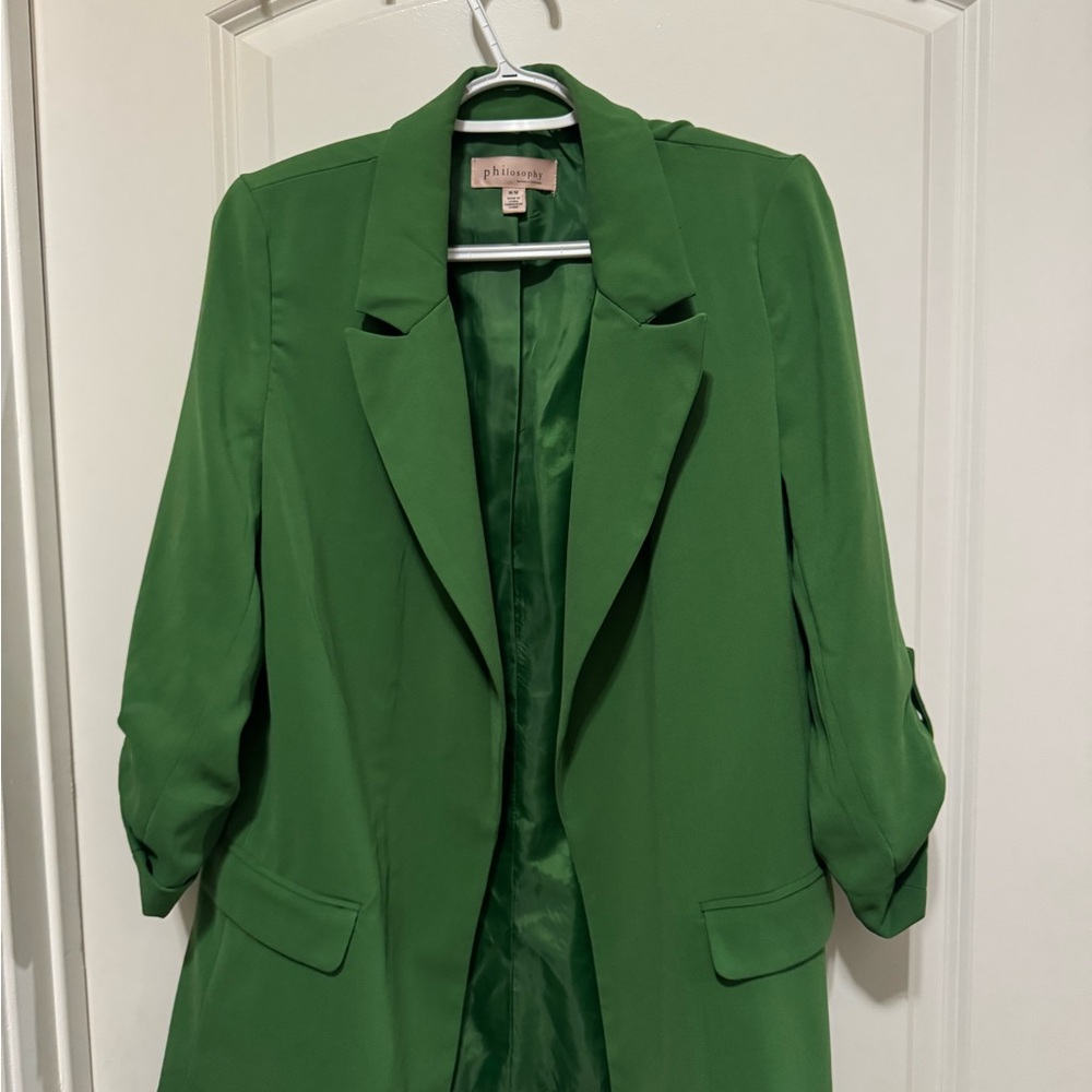 Philosophy Green Blazer Tailored Suit Jacket
